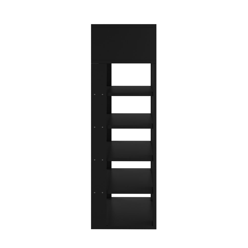 Oikiture Shoes Storage Rack 5-tier Shelves with Drawer Black