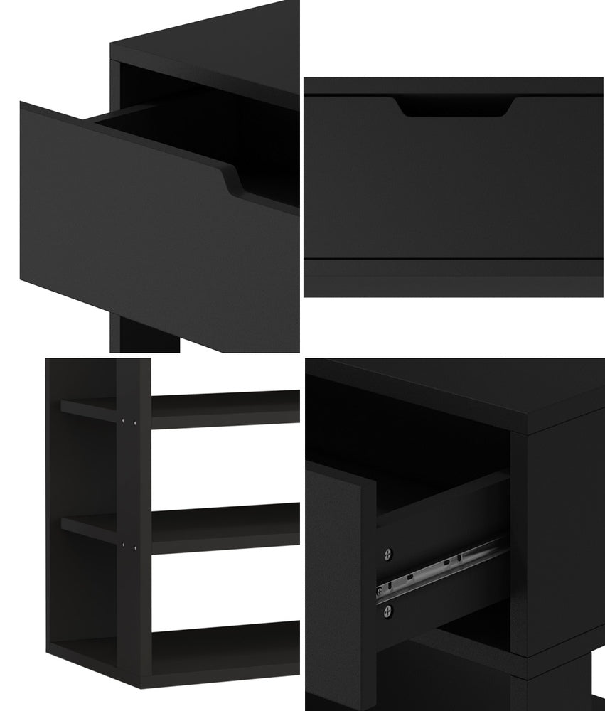 Oikiture Shoes Storage Rack 5-tier Shelves with Drawer Black