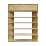 Oikiture Shoes Storage Rack 5-tier Shelves with Drawer Natural
