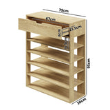 Oikiture Shoes Storage Rack 5-tier Shelves with Drawer Natural - Side View