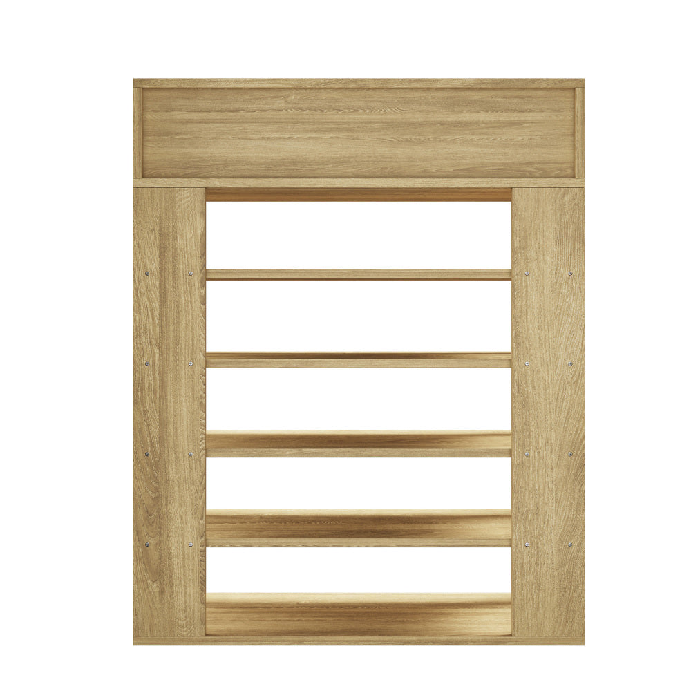 Oikiture Shoes Storage Rack 5-tier Shelves with Drawer Natural
