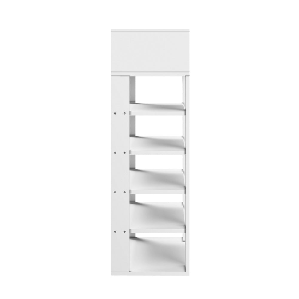 Oikiture Shoes Storage Rack 5-tier Shelves with Drawer White