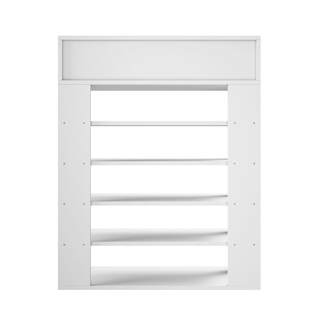 Oikiture Shoes Storage Rack 5-tier Shelves with Drawer White