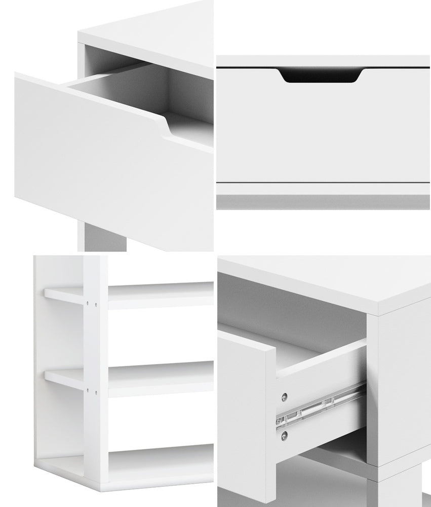 Oikiture Shoes Storage Rack 5-tier Shelves with Drawer White