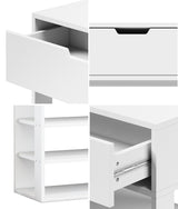 Oikiture Shoes Storage Rack 5-tier Shelves with Drawer White - Rear View