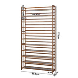 Oikiture Shoe Rack Storage Organizer 11 Shelves Bamboo Brown