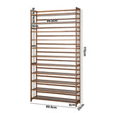 Oikiture Shoe Rack Storage Organizer 11 Shelves Bamboo Brown - Extra Image