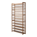 Oikiture Shoe Rack Storage Organizer 11 Shelves Bamboo Brown