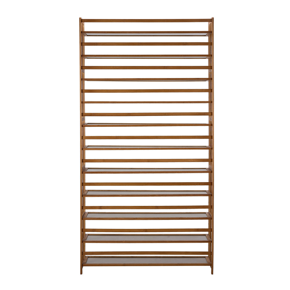 Oikiture Shoe Rack Storage Organizer 11 Shelves Bamboo Brown