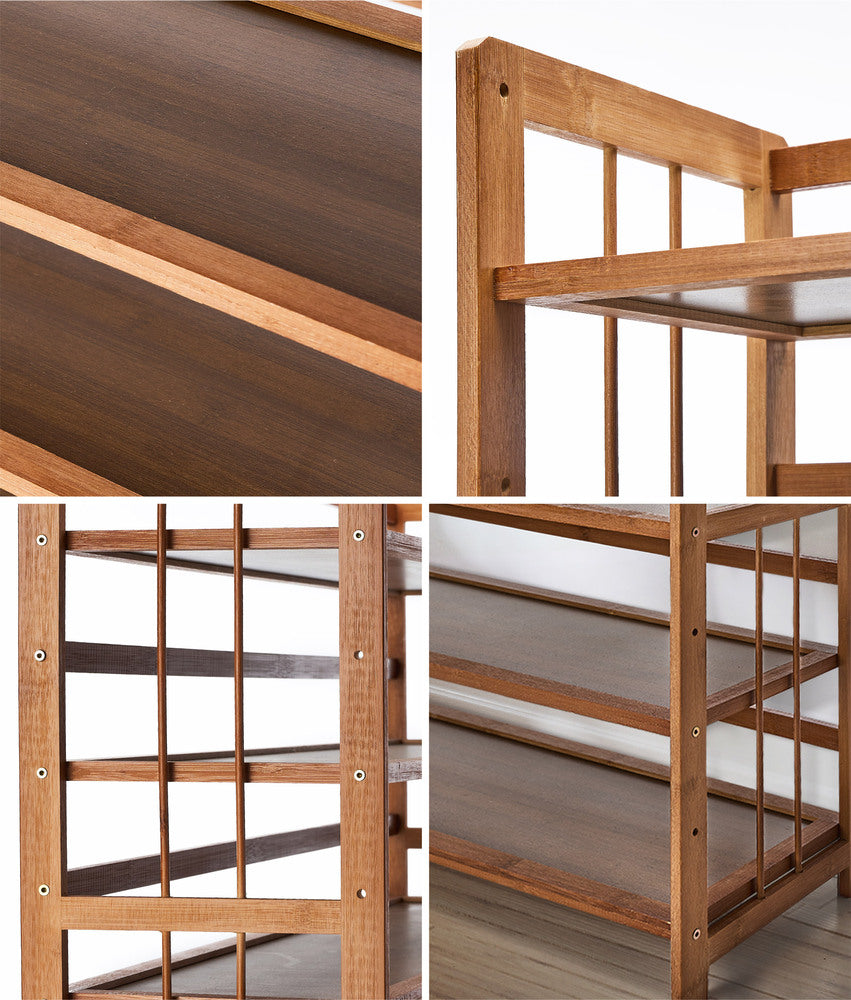 Oikiture Shoe Rack Storage Organizer 11 Shelves Bamboo Brown