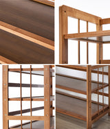 Oikiture Shoe Rack Storage Organizer 11 Shelves Bamboo Brown - Top-Down View