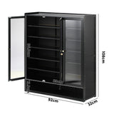 Oikiture Shoe Cabinet 3 Doors Shelf Black - Close-Up Angle