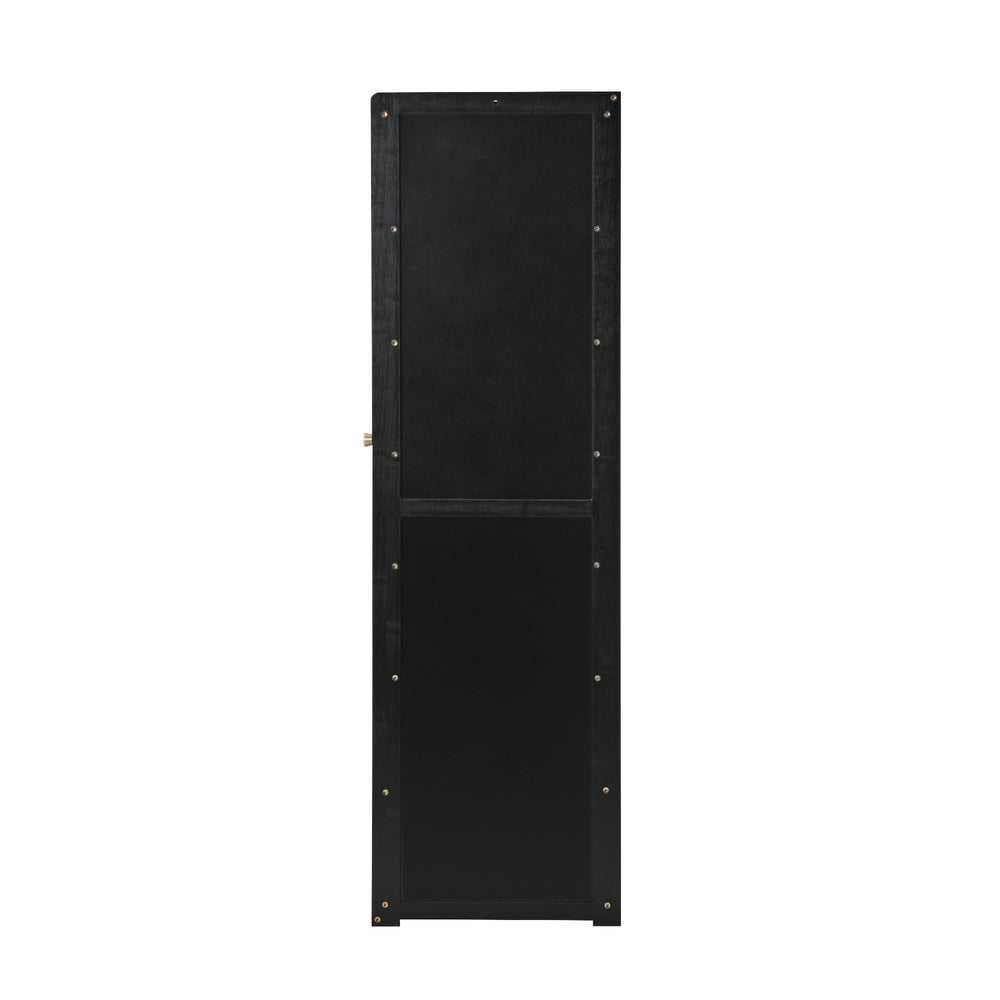 Oikiture Shoe Cabinet 3 Doors Shelf Black