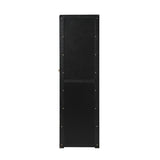 Oikiture Shoe Cabinet 3 Doors Shelf Black - Front View