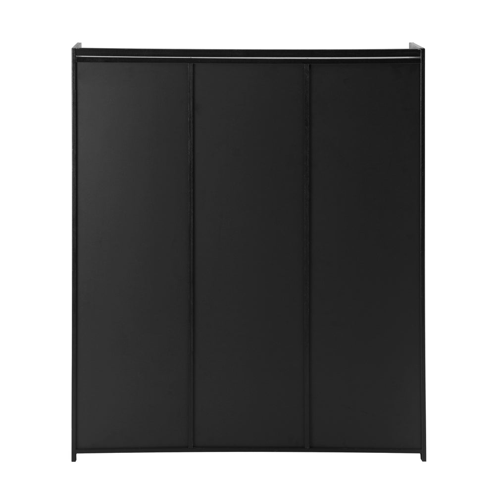 Oikiture Shoe Cabinet 3 Doors Shelf Black