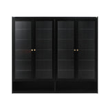 Oikiture Shoe Storage Cabinet 4 Doors Shelf Black