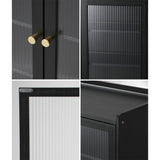Oikiture Shoe Storage Cabinet 4 Doors Shelf Black