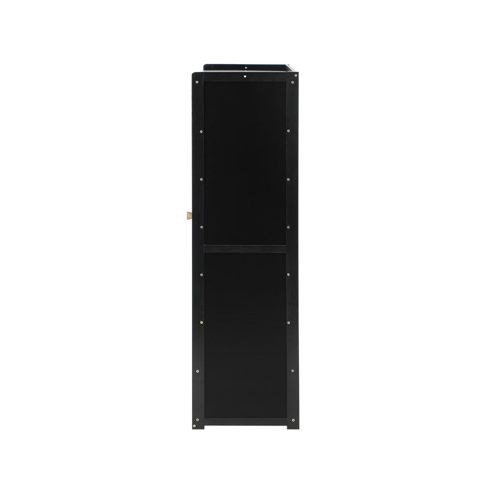 Oikiture Shoe Storage Cabinet 4 Doors Shelf Black