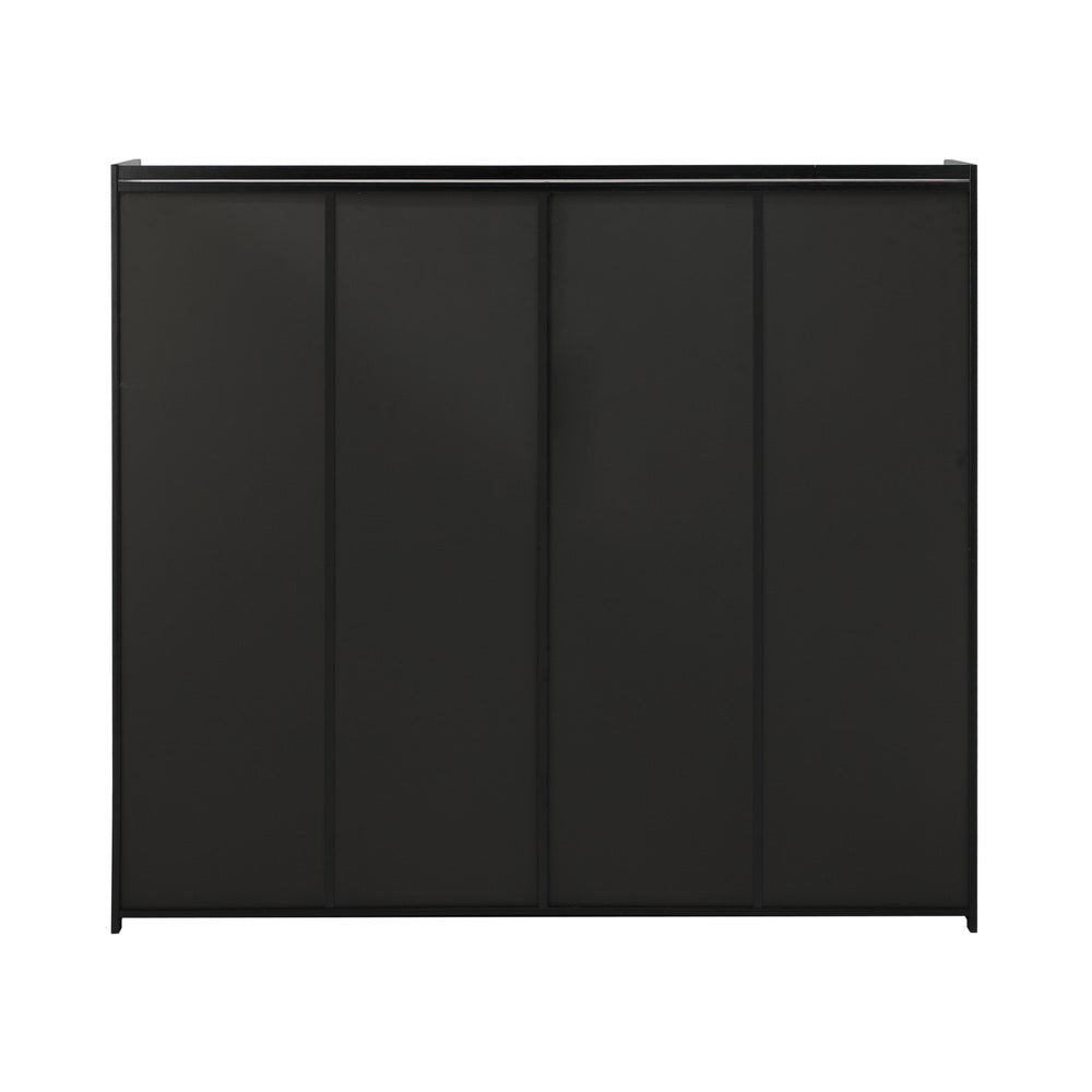 Oikiture Shoe Storage Cabinet 4 Doors Shelf Black