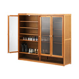 Oikiture Shoe Storage Cabinet 4 Doors 7 Shelves Brown - Close-Up Angle