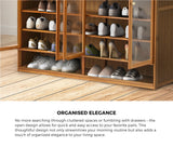 Oikiture Shoe Storage Cabinet 4 Doors 7 Shelves Brown - Top-Down View