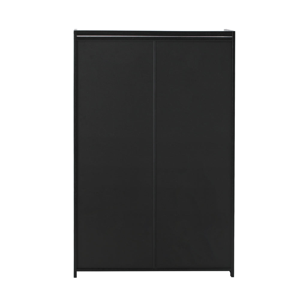 Oikiture Shoe Storage Cabinet 2 Doors Rattan Black