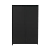 Oikiture Shoe Storage Cabinet 2 Doors Rattan Black - Front View