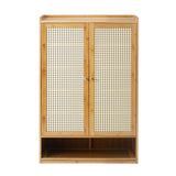 Oikiture Shoe Storage Cabinet 2 Doors Rattan Natural - Side View