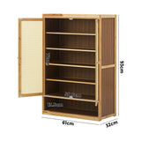 Oikiture Shoe Storage Cabinet 2 Doors Rattan Natural