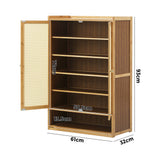 Oikiture Shoe Storage Cabinet 2 Doors Rattan Natural - Low Angle