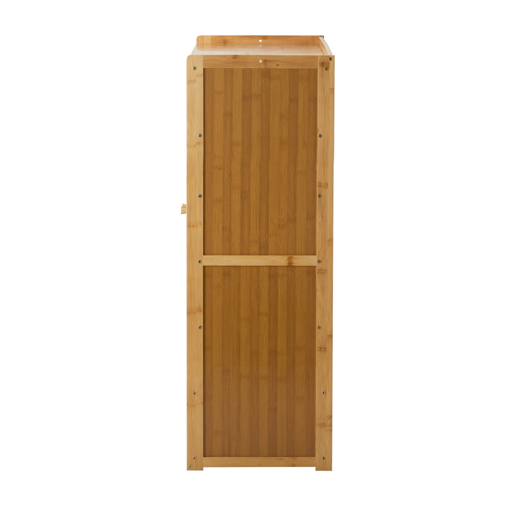 Oikiture Shoe Storage Cabinet 2 Doors Rattan Natural