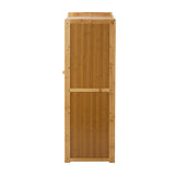 Oikiture Shoe Storage Cabinet 2 Doors Rattan Natural - Rear View