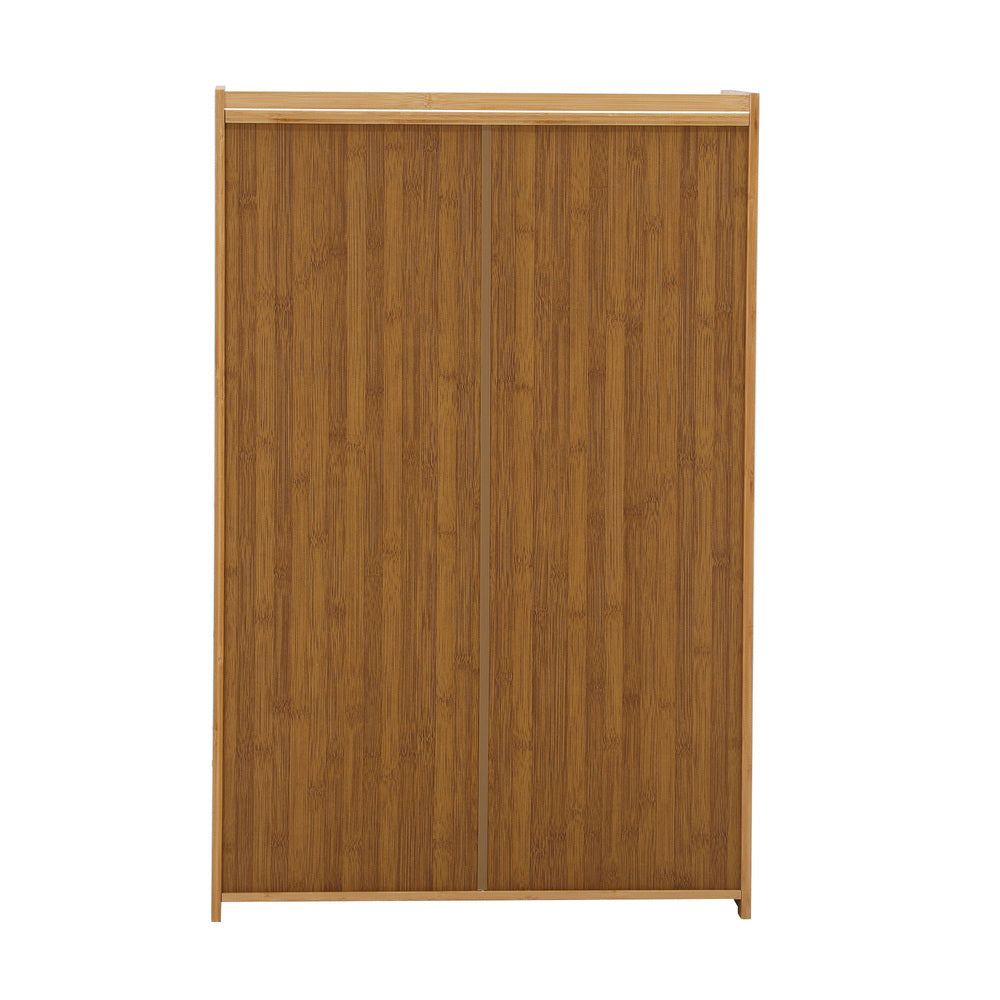 Oikiture Shoe Storage Cabinet 2 Doors Rattan Natural