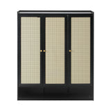 Oikiture Shoe Storage Cabinet 3 Doors Rattan Style