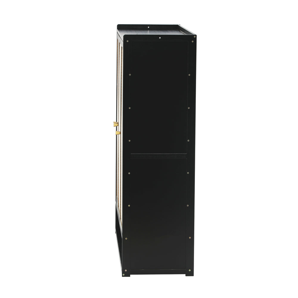 Oikiture Shoe Storage Cabinet 3 Doors Rattan Style