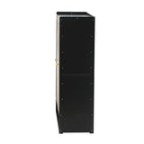 Oikiture Shoe Storage Cabinet 3 Doors Rattan Style - Low Angle