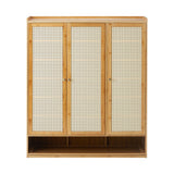 Oikiture Shoe Cabinet with 3 Rattan Doors 6 Shelves