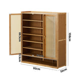 Oikiture Shoe Cabinet with 3 Rattan Doors 6 Shelves - Top-Down View