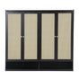 Oikiture Shoe Storage Cabinet 4 Doors Rattan Black
