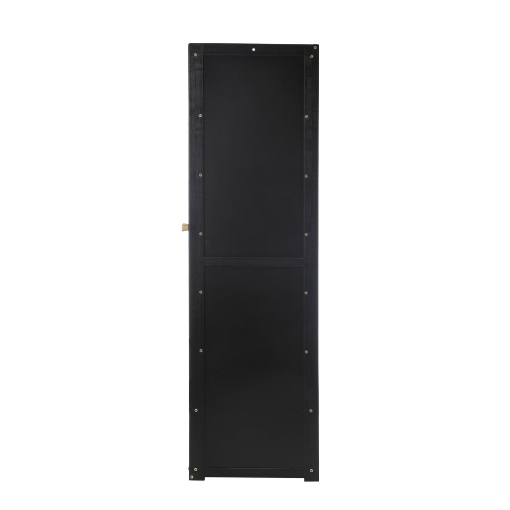 Oikiture Shoe Storage Cabinet 4 Doors Rattan Black