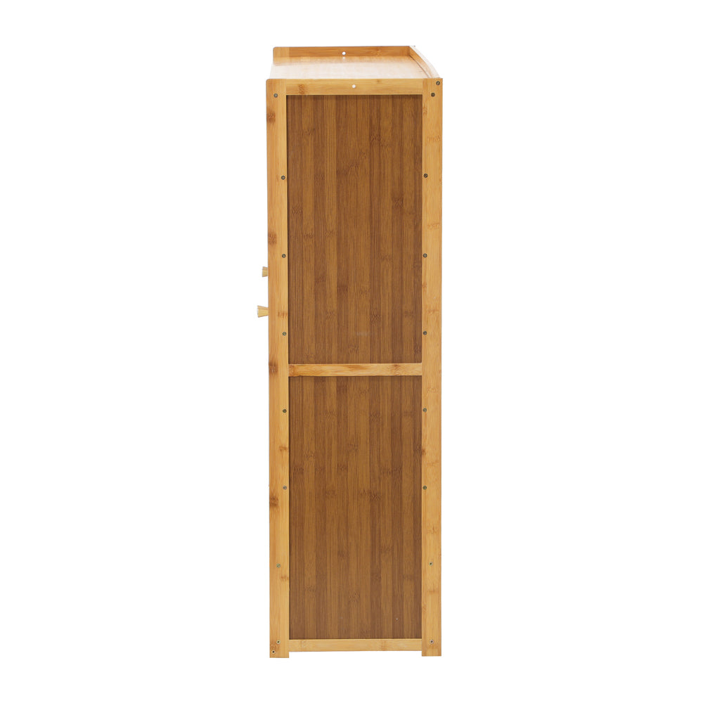 Oikiture Shoe Storage Cabinet 4 Doors Rattan Brown
