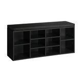 Oikiture Shoe Bench 105cm with Leather Seat Black