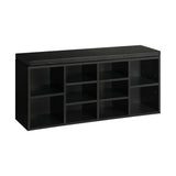 Oikiture Shoe Bench 105cm with Leather Seat Black