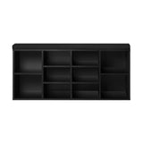 Oikiture Shoe Bench 105cm with Leather Seat Black