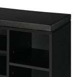 Oikiture Shoe Bench 105cm with Leather Seat Black