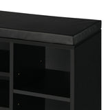 Oikiture Shoe Bench 105cm with Leather Seat Black - 45-Degree Angle