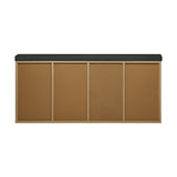 Oikiture Shoe Bench 105cm with Leather Seat Black&Wooden