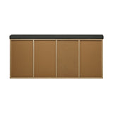 Oikiture Shoe Bench 105cm with Leather Seat Black&Wooden - Rear View