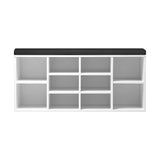 Oikiture Shoe Bench 105cm with Leather Seat Black&White