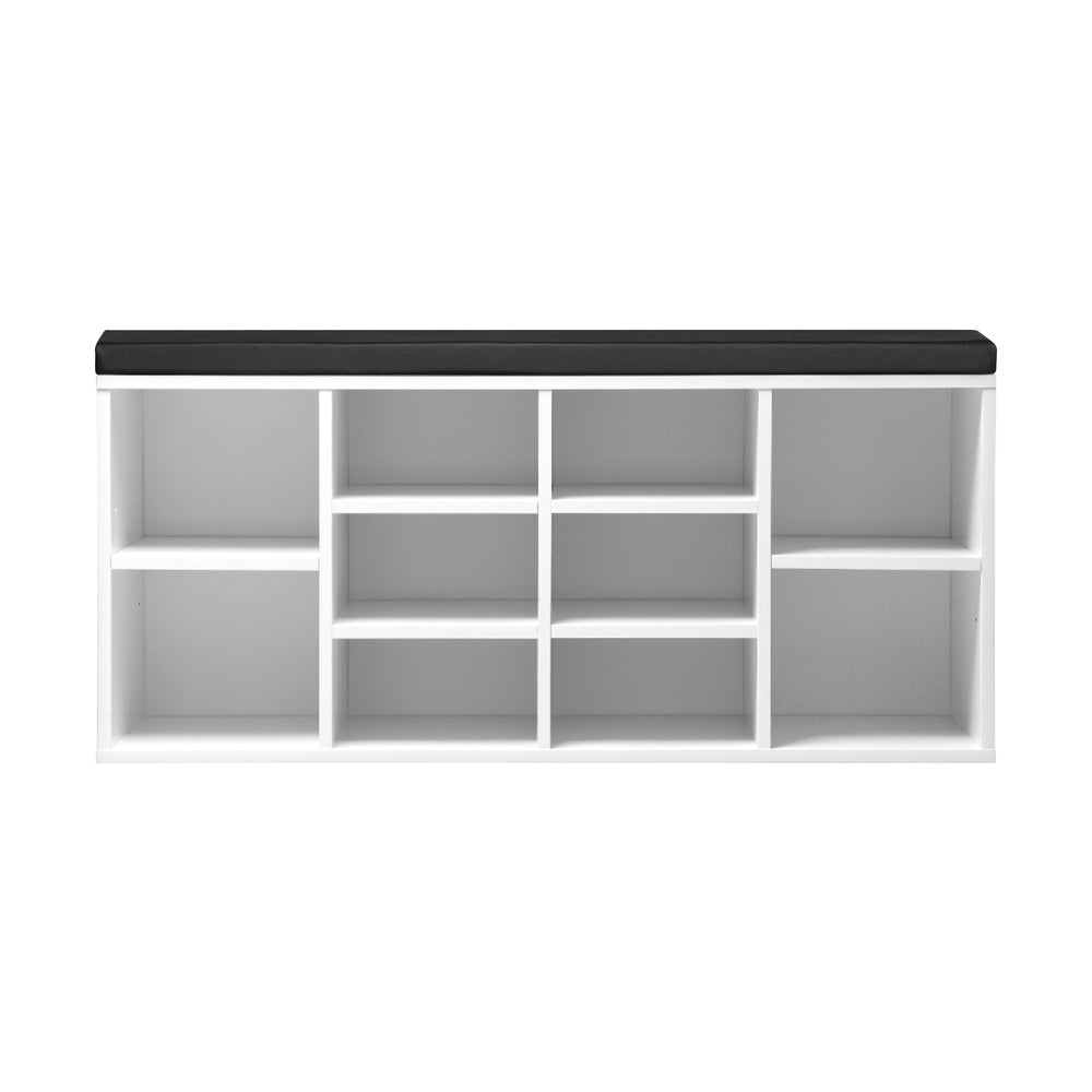 Oikiture Shoe Bench 105cm with Leather Seat Black&White